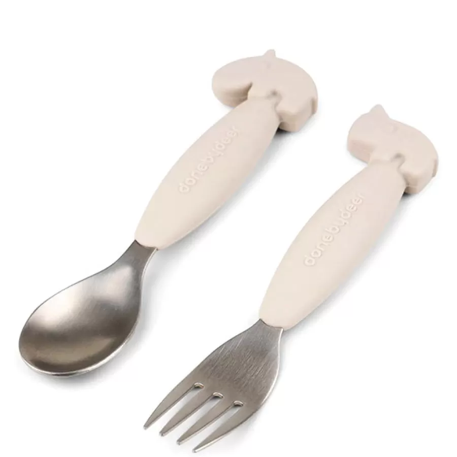 Best Easy Grip Lepel En Vork Deer Friends Sand Kinderbestek