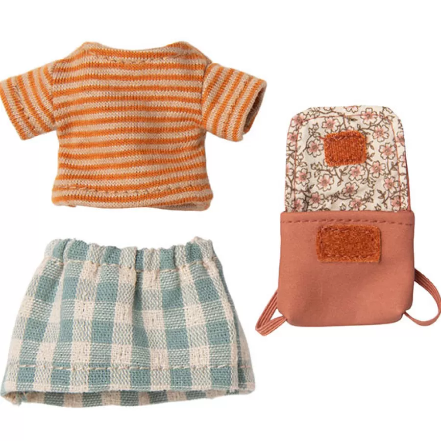 Clearance Muis Kleding Set En Tas Old Rose Grote Zus Poppenkleertjes